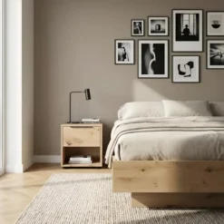 Comodino 1 Cassetto Rovere Artisan per Camera da Letto con Vano