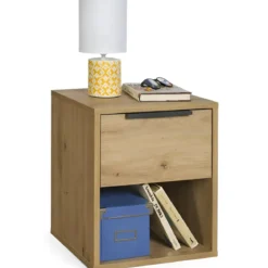 Comodino 1 Cassetto Rovere Artisan per Camera da Letto con Vano