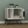 Comodino con Anta e Vano Salvaspazio per Camera da Letto Bianco Moderno