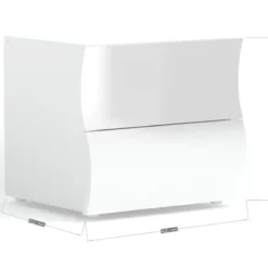 Comodino con 2 Cassetti Onda in Legno Bianco Lucido Camera da Letto