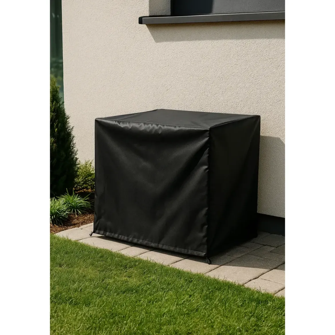 Copertura Impermeabile per Condizionatore 77x26 h 55 cm Poliestere Nero