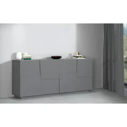 Credenza 4 Ante Antracite Opaco Madia 2 Ripiani Soggiorno Moderno