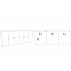 Credenza Armadio Basso Legno Mobile 6 Ante 200 Bianco Ripiani TV Moderno