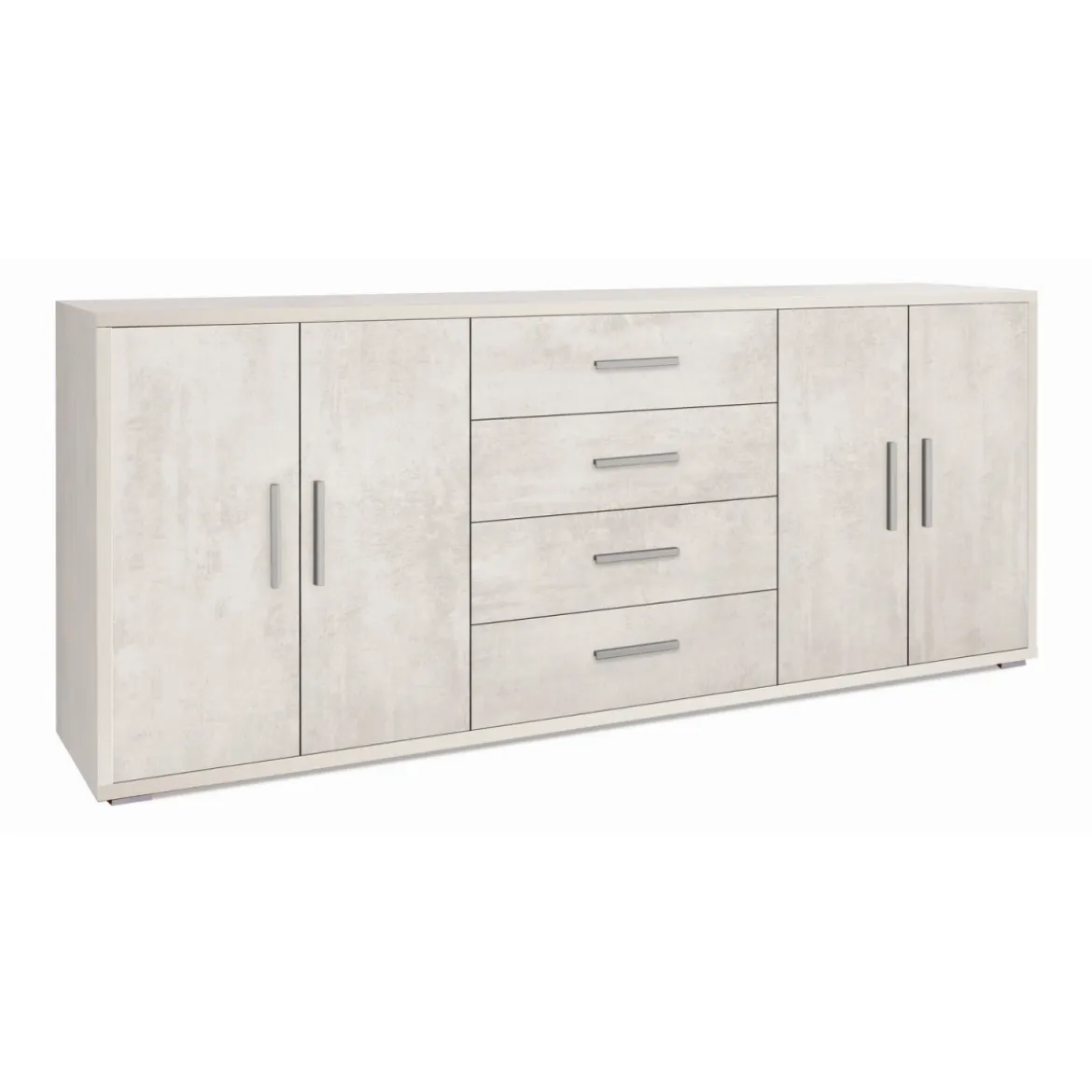 Credenza Bianco Armadio 200 cm 4 Ante 4 Cassetti Basso in Legno Porta Tv