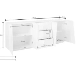 Credenza con 4 Ante e 3 Cassetti Ardesia Madia per Soggiorno