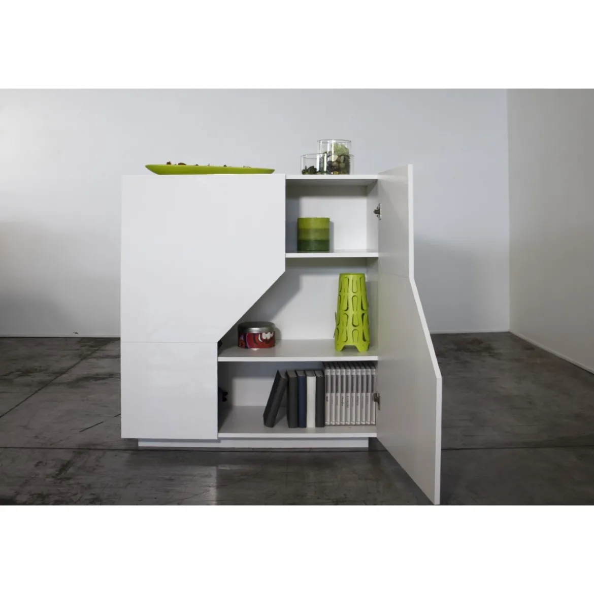 Credenza con 2 Ante Mobile in Legno Bianco Lucido 80 cm da Ingresso