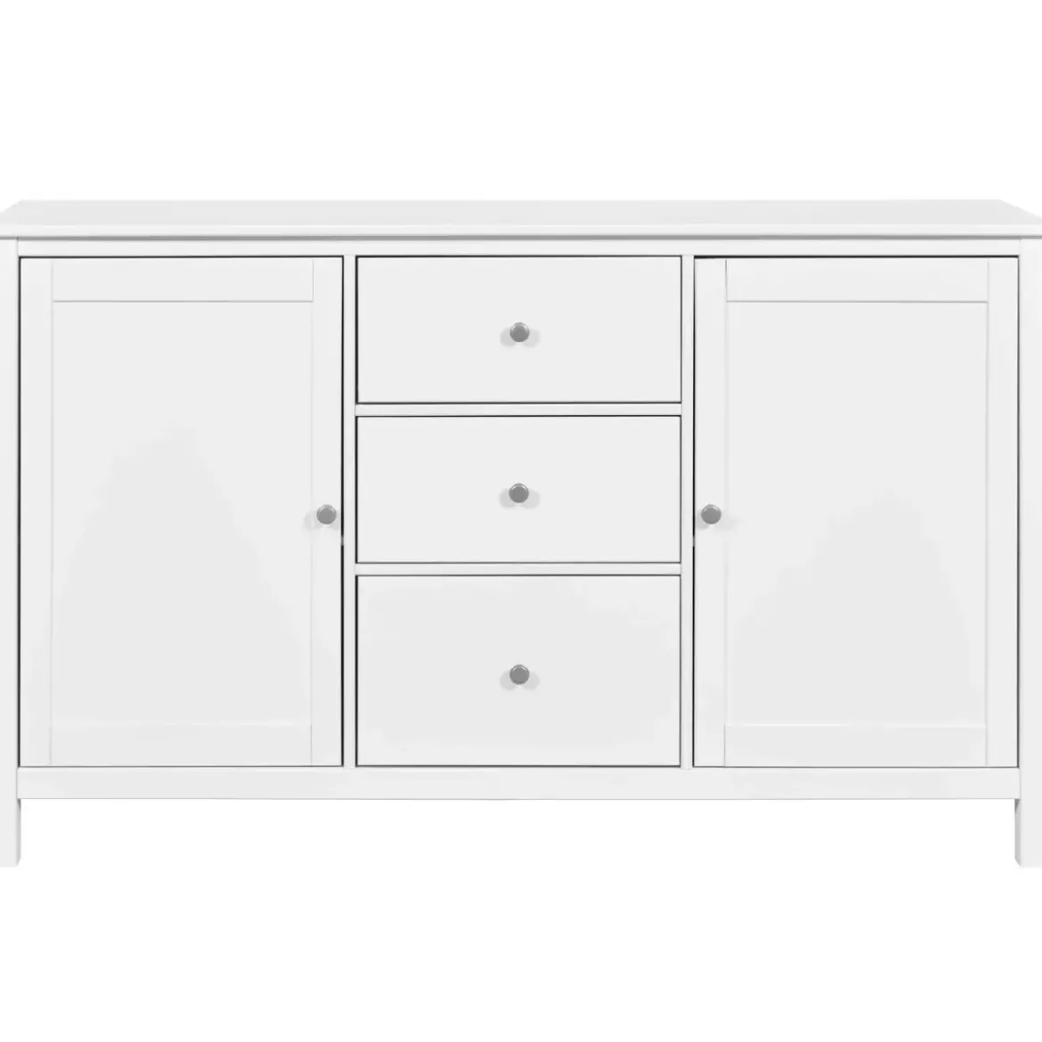 Credenza da Cucina 3 Cassetti 2 Ante in Legno Bianco Madia Moderna