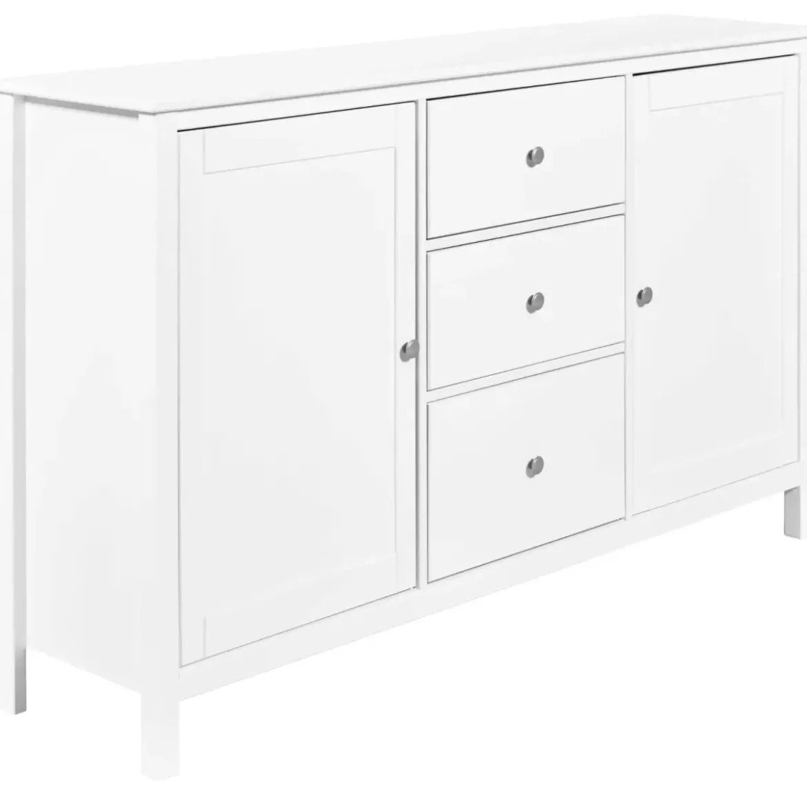 Credenza da Cucina 3 Cassetti 2 Ante in Legno Bianco Madia Moderna