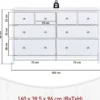 Credenza da Cucina Cassettiera 8 Cassetti in Legno Bianco Moderna