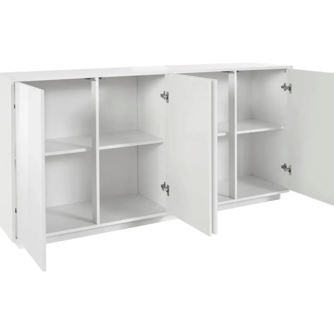 Credenza da Soggiorno 180 cm Bianco Laccato Lucido 4 Ante Push to Open