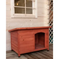 Cuccia per Cani Taglia Media Legno da Esterno Giardino Tetto Apribile