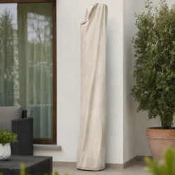 Custodia Ombrellone per Giardino 4x4 Palo Decentrato Beige Poliestere
