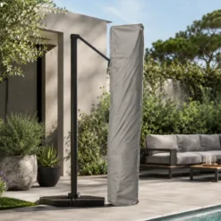 Custodia per Ombrellone 3x4 m Palo Decentrato Bianco Poliestere Nylon