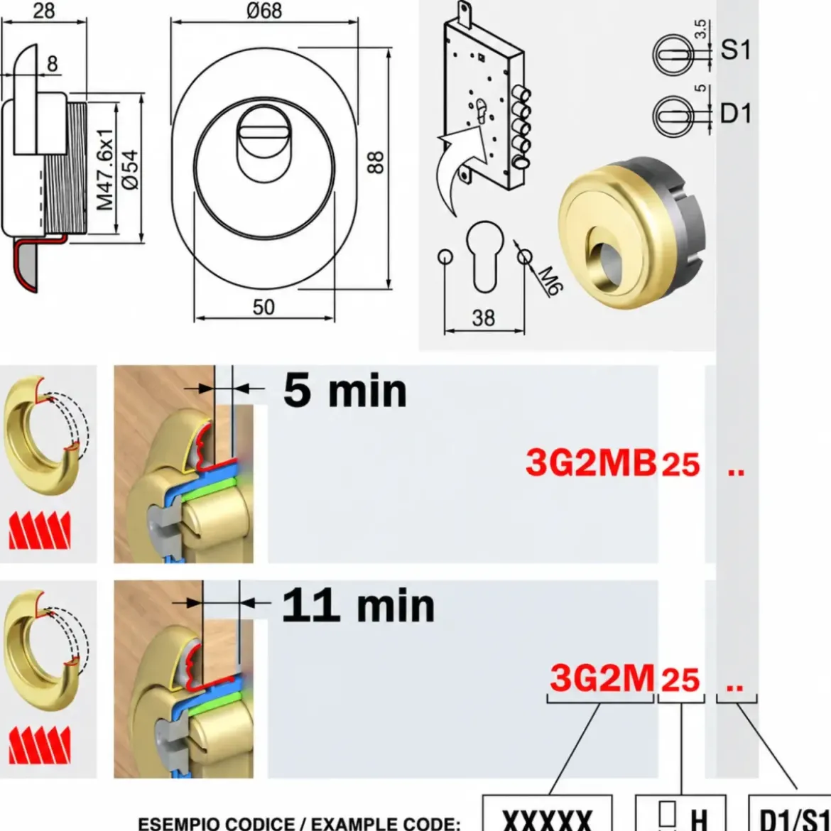 Defender Magnetico Disec MAG 3G Porta Blindata Cilindro Europeo Oro Lucido