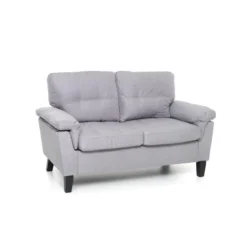 Divano Due 2 Posti in Legno e Tessuto Grigio Divanetto 145 cm da Salotto
