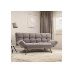 Divano Letto Pieghevole dube con braccioli in tessuto Grigio