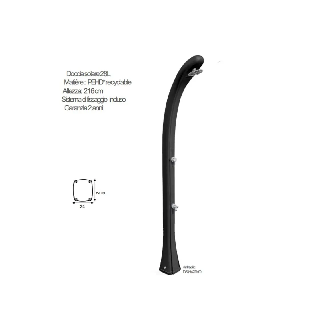 Doccia Solare da Giardino 28 litri Doccino Miscelatore Campeggio Esterno Piscina