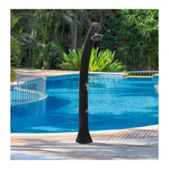 Doccia Solare Nera da Giardino 44 litri Miscelatore Esterno Piscina in Resina