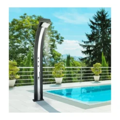 Doccia Solare Nera in Alluminio 38 litri Miscelatore per Esterno da Giardino