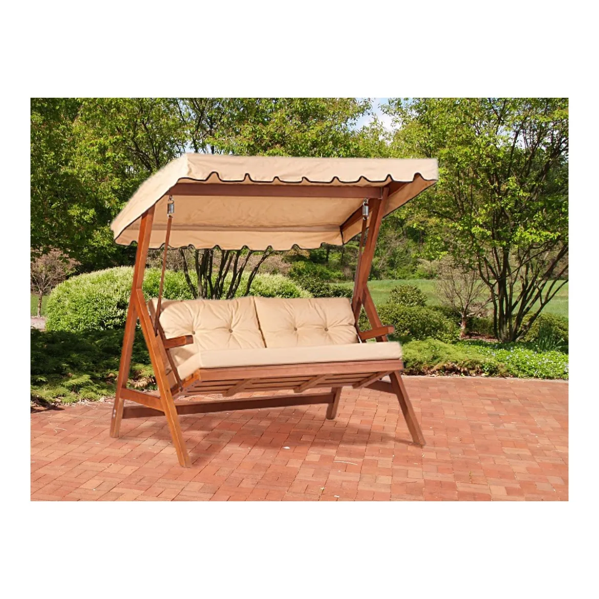 Dondolo 2 Posti da Giardino in Legno Carpino 170x110 cm