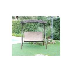 Dondolo 2 Posti da Giardino Terrazzo 160x112 Ferro Seduta Cuscino Telo Tettuccio