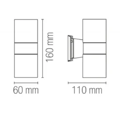 Faretto da Muro per Esterno Applique Grigio a Parete Doppia Emissione