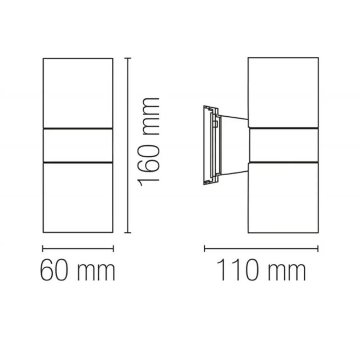 Faretto da Muro per Esterno Applique Grigio a Parete Doppia Emissione