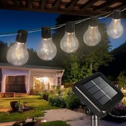 Filo Luci per Gazebo Pergole Energia Solare 20 LED 6W Luce Calda 5m