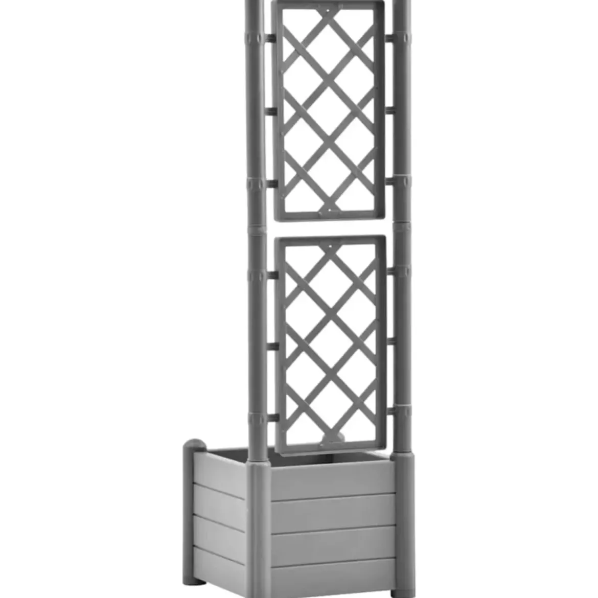 Fioriera con Spalliera Grigliata per Rampicanti Grigio 43x43x142 cm