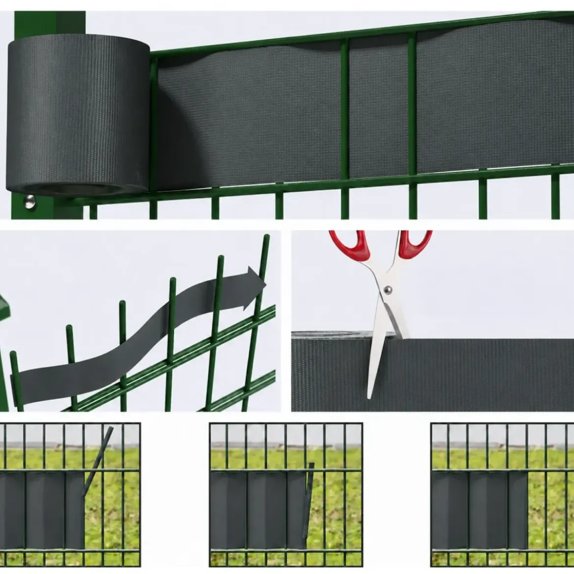 Frangivista in PVC Antracite con Clip 19x3500 cm per Recinzione Balcone