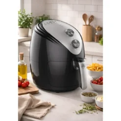 Friggitrice ad Aria 2,5L 1500W Nero Termostato Regolabile Antiaderente