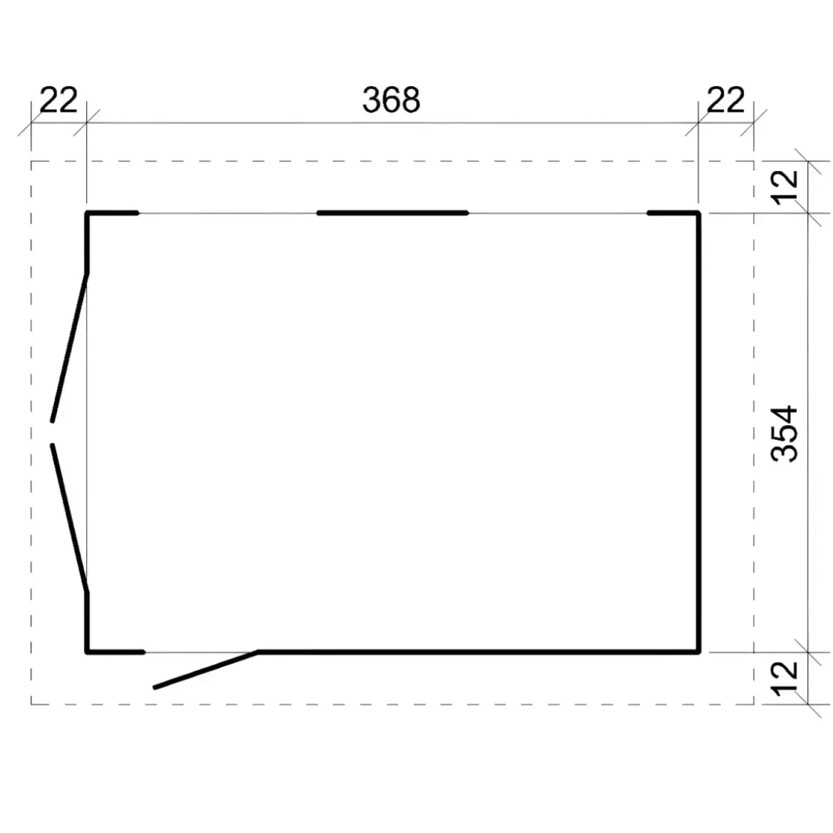 Garage in Legno Grezzo 368x354 cm a Pannelli Box con Porta Elettrica