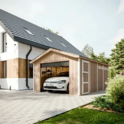 Garage in Legno 354x486 cm Box Auto Moto 17 m2 Miele a Pannelli
