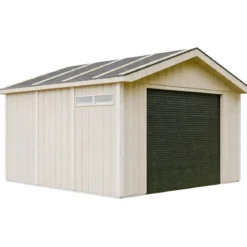 Garage in Legno 368x354 cm Grigio Scuro Pannelli Box Porta Elettrica