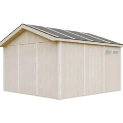 Garage in Legno 368x354 cm Grigio Scuro Pannelli Box Porta Elettrica