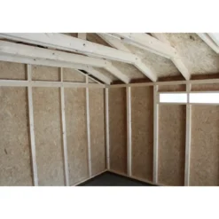 Garage in Legno 368x354 cm Marrone a Pannelli Box con Porta Elettrica
