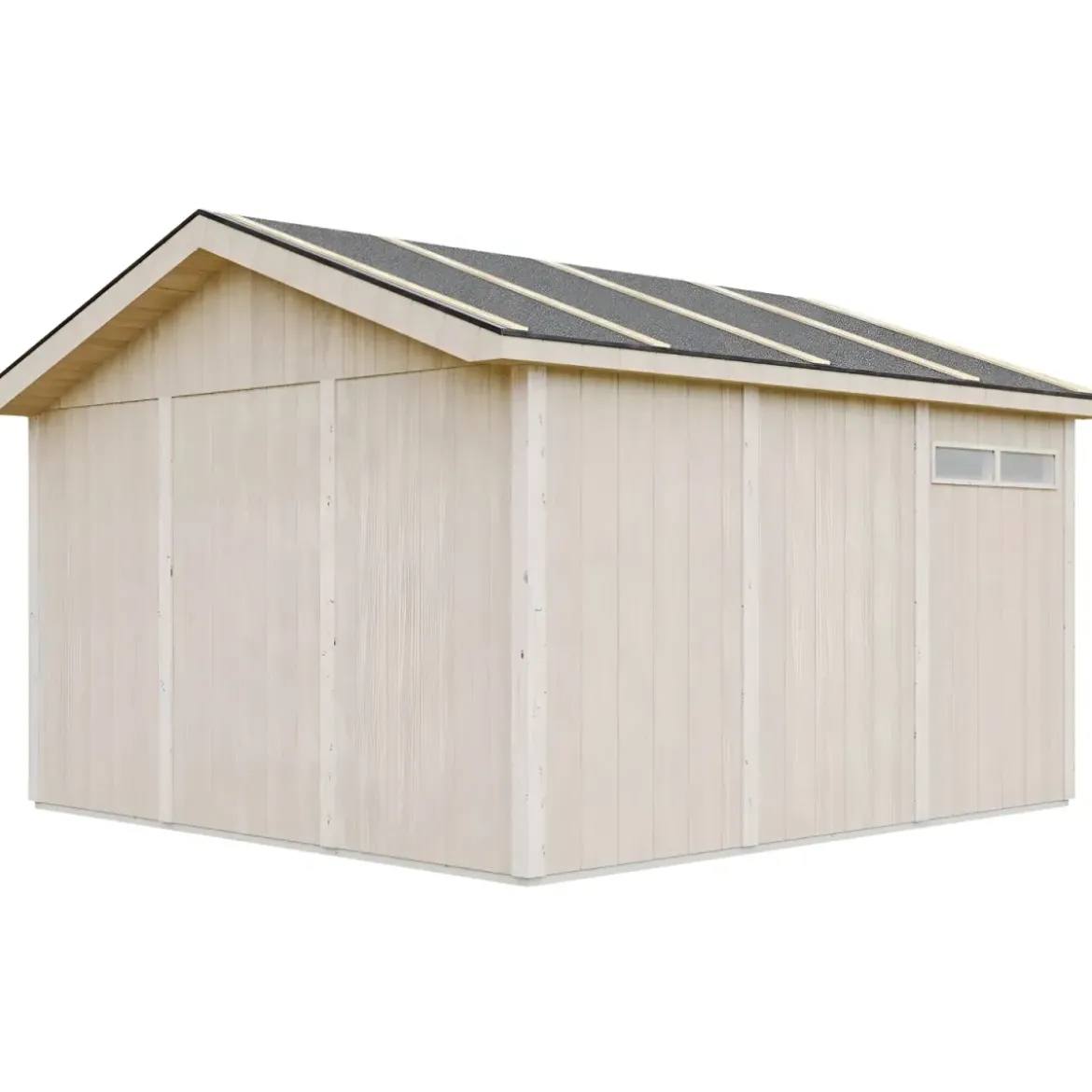 Garage in Legno 368x354 cm Miele a Pannelli Box con Porta Elettrica