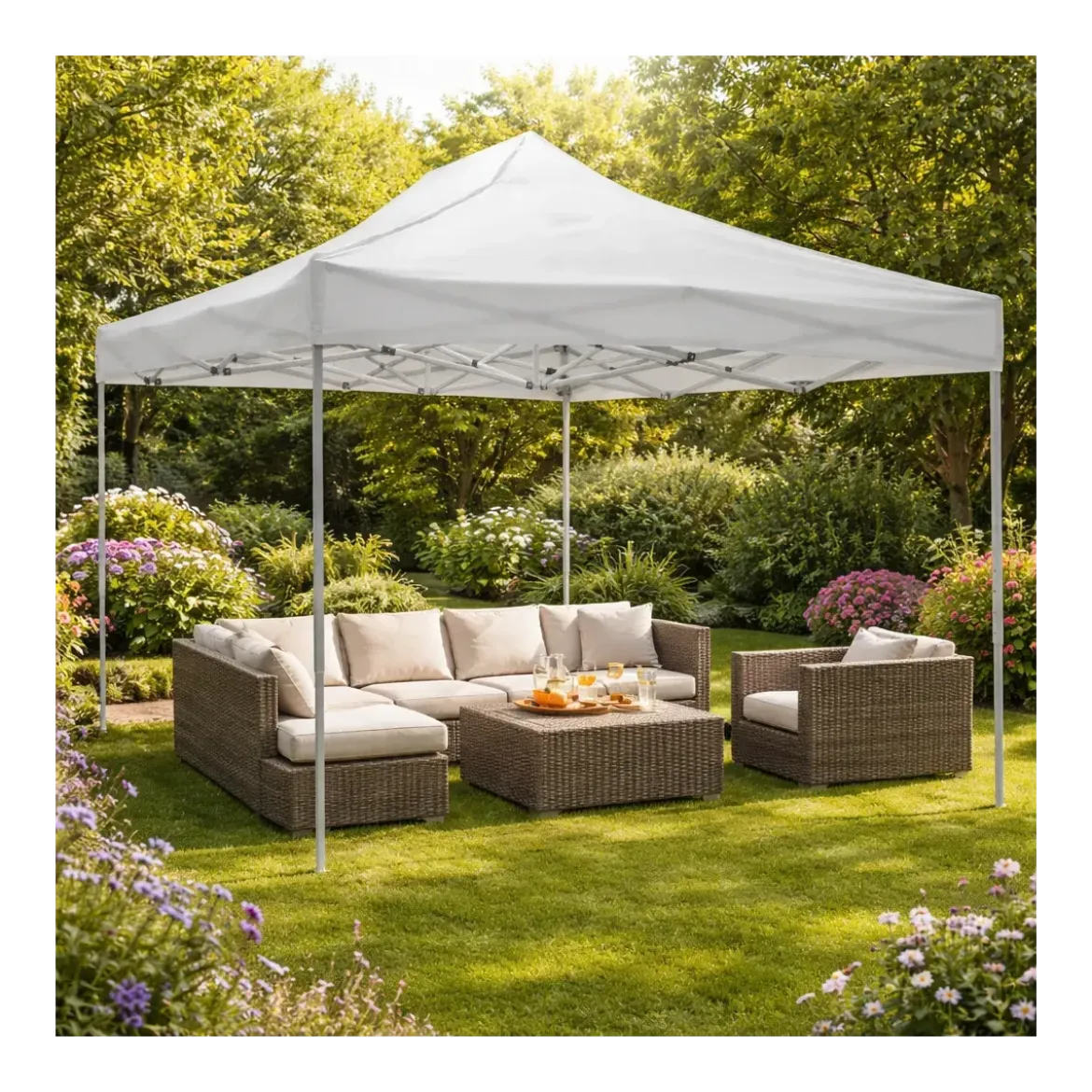 Gazebo da Giardino 3x4,5 a Fisarmonica Impermeabile Bianco con Sacca