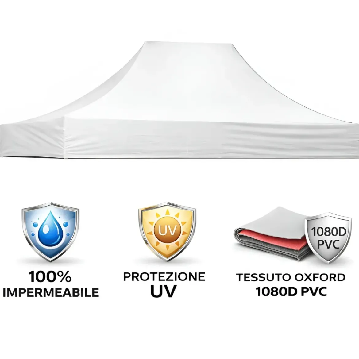 Gazebo da Giardino 3x4,5 a Fisarmonica Impermeabile Bianco con Sacca