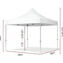 Gazebo da Giardino 3x3 Fisarmonica Altezza Regolabile Bianco Sacca
