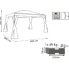 Gazebo Grande da Giardino 3x4 m Struttura Acciaio Telo Ecrù Zanzariera