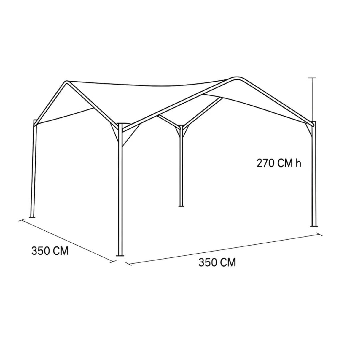 Gazebo Onda Grigio 3.5x3.5 in Ferro Battuto da Giardino Telo Poliestere