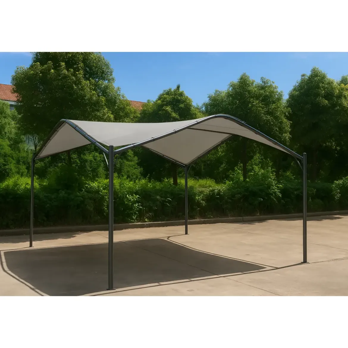 Gazebo Onda Grigio 3.5x3.5 in Ferro Battuto da Giardino Telo Poliestere