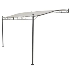 Gazebo Pergola Addossato 3,5x2,5 m Metallo Antracite Telo Ecrù
