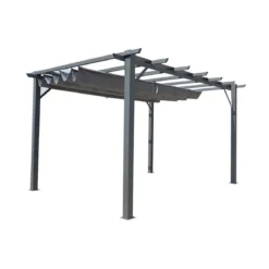 Gazebo Pergola in Alluminio 4x3 Grigia da Giardino Telo di Copertura Pergolato