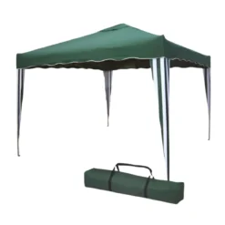 Gazebo Pieghevole Verde 3x3 m Struttura Acciaio Telo Poliestere