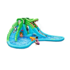 Giochi Gonfiabile Acquatico Bambini Coccodrillo Scivolo Canestro Spruzzi Acqua