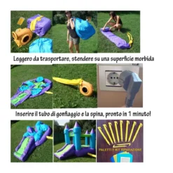 Giochi Gonfiabile Acquatico Bambini Coccodrillo Scivolo Canestro Spruzzi Acqua