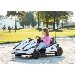 Go Kart Bianco Auto Elettrica Ruote Macchina per Bambino a Batteria 24 V