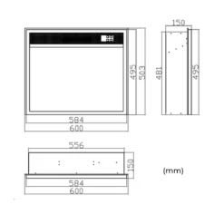 Inserto Camino Elettrico Realistico Incasso Parete Termostato Led Fuoco Finto